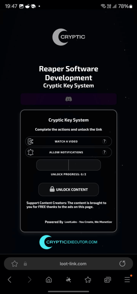 Cryptic Executor Key